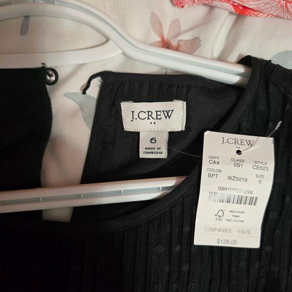 NWT J Crew Pleated Flock-Dot Puff-Sleeve Dress - Picture 4 of 10